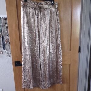 SHEIN Metallic Gold Wide-Leg Maxi Skirt